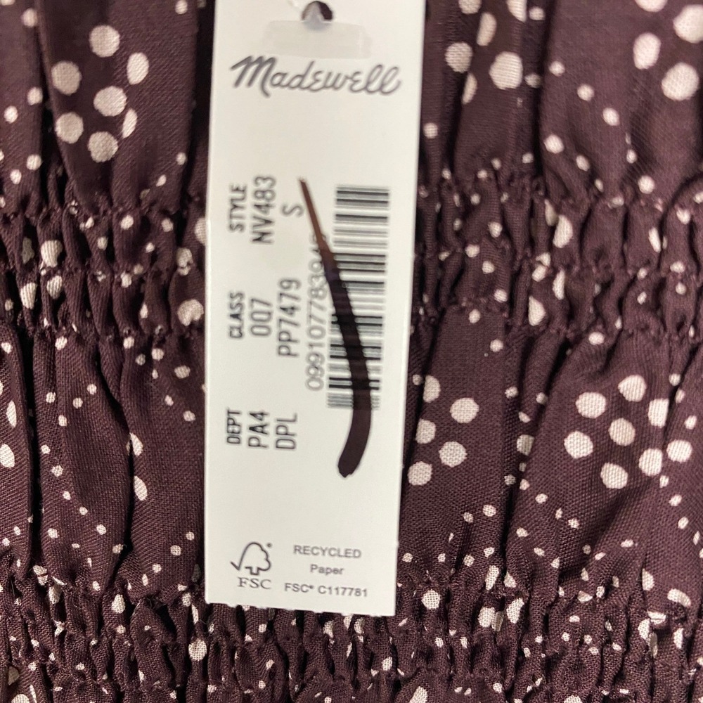 Madewell Dress Small The Melody Smocked Midi Daisy Print Dusty Plum Cotton NV483 - Picture 14 of 15